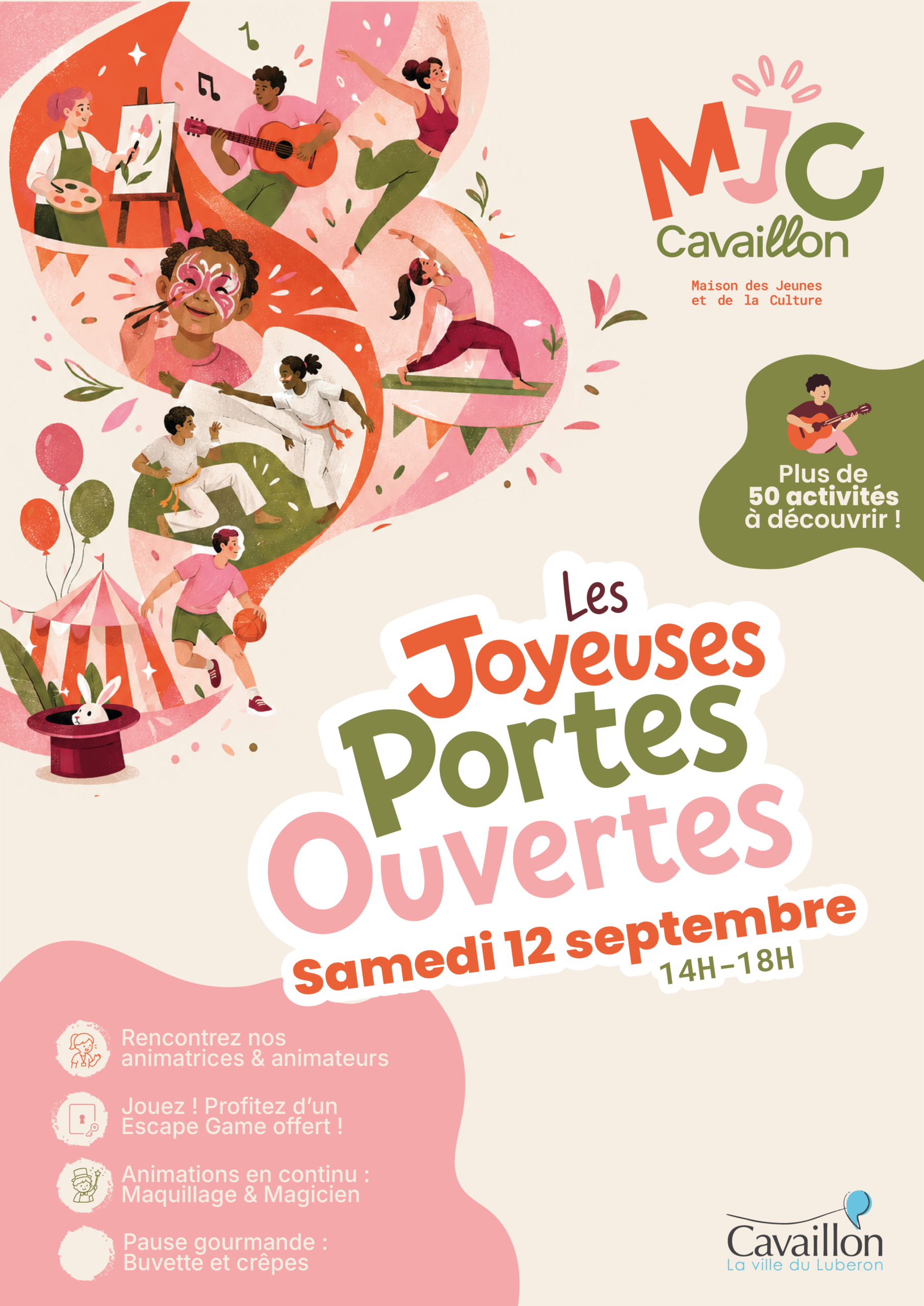 Affiche des Joyeuses Portes Ouvertes de la MJC de Cavaillon